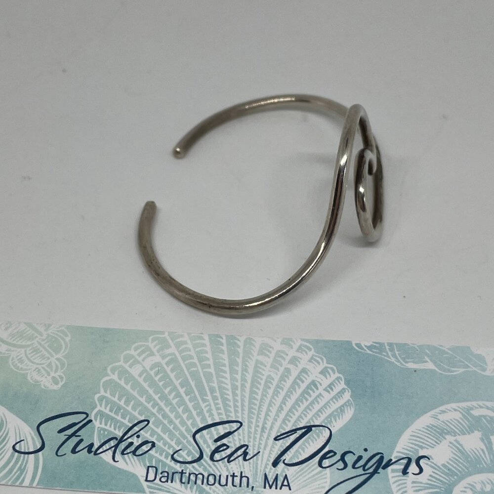 Solid Sterling Silver Wave Bracelet Bangle - image 3
